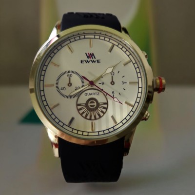 Ceas casual barbatesc, display analog, mecanism quartz, curea neagra din silicon foto