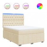 Cumpara ieftin Pat continental cu saltea, crem, 140x200 cm, material textil