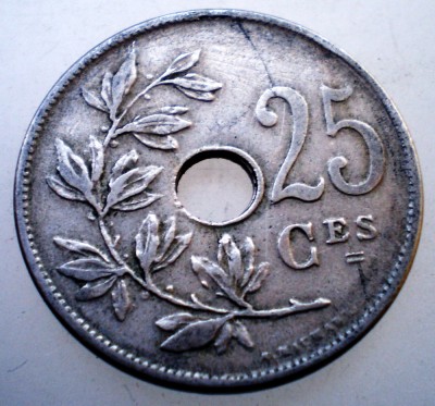 2.215 BELGIA 25 CENTIMES 1909 BELGIQUE foto