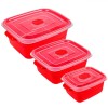 Set Recipiente Alimente, 3 Bucăți, Capacitate 2000-1000-500 ml, Culoare Roșu, Material Plastic, Oem