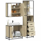 Gossi set mobilier de baie, 3 piese, stejar sonoma, lemn prelucrat