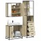 vidaXL Set mobilier de baie, 3 piese, stejar sonoma, lemn prelucrat 3301126