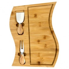 Platou bambus 2 accesorii inox branzeturi 26x33cm Grunberg GR5815 foto