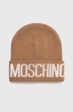 Moschino caciula din amestec de lana culoarea maro, din tricot gros, M5672 60102