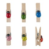 Set 12 carlige din lemn cu buburuze colorate,3.5 cm