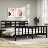 VidaXL Cadru pat cu tăblie 200x200 cm, negru, lemn masiv