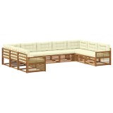 vidaXL Set de canapele de exterior cu pernă 9 pcs Natural și Crem 3383838