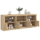 VidaXL Servantă cu lumini LED, stejar sonoma, 181,5x37x67 cm