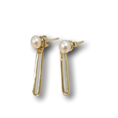 Cercei cu perle forma dreptunghiulara foto