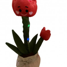 Jucarie Interactiva, Cactus Dansator THK, Lalea, USB,120 melodii, luminite, 32cm, Rosu