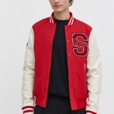 Superdry geaca bomber barbati, culoarea rosu, de iarna