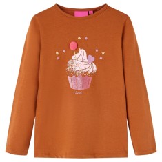 Tricou pentru copii cu m&amp;acirc;neci lungi, coniac, 116 foto