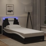 Cumpara ieftin Cadru de pat cu lumini LED negru/alb 90x190 cm piele ecologică