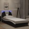 vidaXL Cadru de pat cu lumini LED negru/alb 90x190 cm piele ecologică 3213992