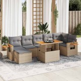 VidaXL Set canapele grădină cu perne 8 piese bej poliratan/lemn acacia 3327629