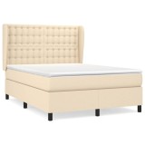Cumpara ieftin Pat box spring cu saltea, crem, 140x200 cm, textil
