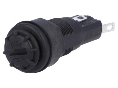 Clemă siguranţe cilindrice 5x20mm 250V neagră IP68 pe panou foto