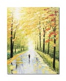 Tablou 3D peisaj alee in parc pictat manual, Pe drumul meu, 80x60cm ulei pe panza in cutit, Leonard Covaci