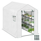 Outsunny Sera de grădină 3 m&sup2; cu rafturi 3 niveluri, PE renforc&eacute;e 135 g/m&sup2; anti-UV, ușă rulabilă și ferestre din plasă | Aosom Romania
