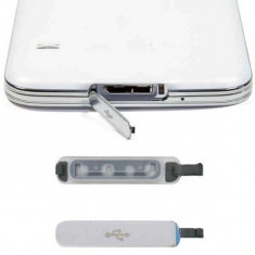 Capac incarcare usb Samsung Galaxy S5, dop mufa port protectie telefon, argintiu foto