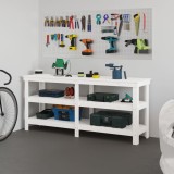 VidaXL Banc de lucru, alb, 181x50x80 cm, lemn masiv pin