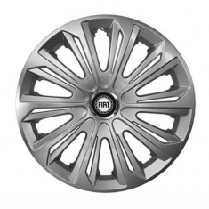 Set 4 capace roti Strong Silver Varnished pentru gama auto Fiat, R16