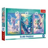 Puzzle Creaturi Fantastice 3 &icirc;n 1 - Unicorn, Sirena și Dinozaur, CMCLASS