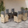 Gossi set de masa pentru gradina, 7 piese, cu perne, bej, poliratan