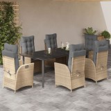 Set de masa pentru gradina, 7 piese, cu perne, bej, poliratan GartenMobel Dekor, vidaXL