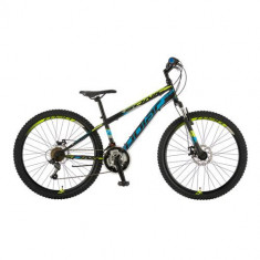 Bicicleta MTB Polar Sonic Fs Disc, Roti 26inch, Frane mecanice pe disc, 18 viteze (Negru/Galben/Albastru)