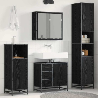 vidaXL Set de mobilier pentru baie 4 pcs Stejar negru 65 x 33 x 60 cm 3402559 foto