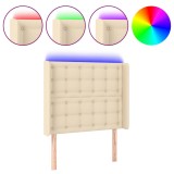 Cumpara ieftin Tablie de pat cu LED, crem, 93x16x118/128 cm, textil