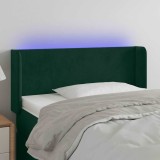 vidaXL Tăblie de pat cu LED, verde &icirc;nchis, 83x16x78/88 cm, catifea 3122989