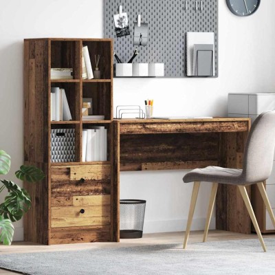 vidaXL Birou cu spațiu de depozitare 2 pcs Lemn Vechi 100 x 40 x 76 cm 3337335 foto