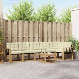 vidaXL Set Canapele Exterior Lemn Acacia Textilene Alb Crem 7 Piese Gradina Terasa