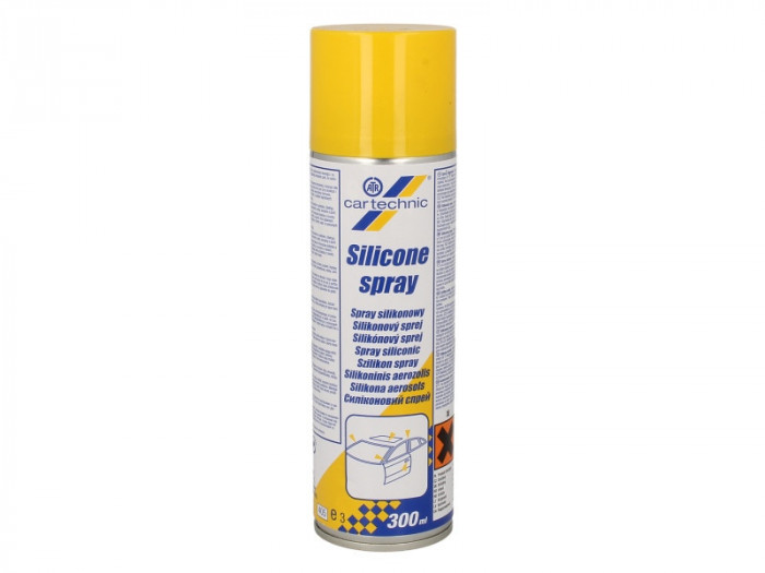 Spray de silicon 300ml spray. culoare: incolor. previne inghetarea garniturii. protectie la coroziune. aplicatie: Elemente de cauciuc. elemente metali