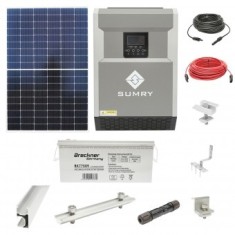 Sistem solar fotovoltaic cu invertor 5.5KW 220V OFF-Grid Hibrid 127A si baterii 200AH Breckner Germany
