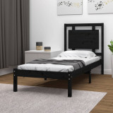 VidaXL Cadru de pat Single 3FT, negru, 90x190 cm, lemn masiv