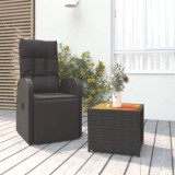 vidaXL Set șezlonguri grădină, 2 piese, negru, poliratan&amp;lemn acacia