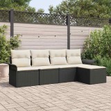 Cumpara ieftin Set de canapele pentru grădină cu pernă 5 pcs Negru Rattan poli