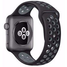 Curea iUni compatibila cu Apple Watch Ultra/SE/8/7/6/5/4/3/2/1, 40mm, Silicon Sport, Negru/Argintiu