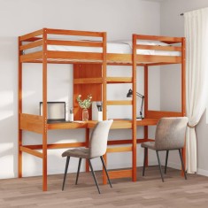 vidaXL Cadru pat supraetajat fără saltea maro 90x190 cm lemn masiv pin