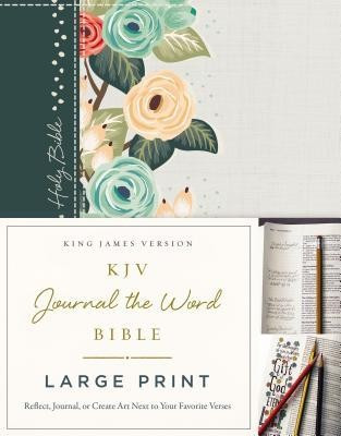KJV, Journal the Word Bible, Large Print, Green Floral Cloth, Red Letter Edition: Reflect, Journal, or Create Art Next to Your Favorite Verses foto