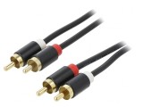 Cablu RCA dublu 3m aurit negru, Vention