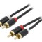 Cablu RCA Aurit Negru 1m x2 Mufe