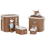 Coș pentru rufe murdare Home ESPRIT Albastru Maro Natural Infantil 44 x 44 x 45 cm 4 Piese