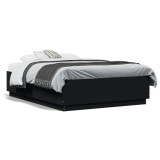 Gossi cadru de pat, negru ,135x190 cm, lemn prelucrat
