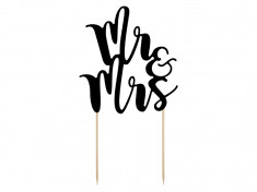 Cake topper Mr &amp;amp; Mrs negru foto