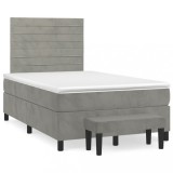 Cumpara ieftin Pat continental cu saltea, gri deschis, 120x200 cm, catifea