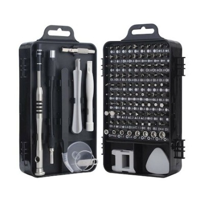 Set surubelnite multifunctionale de precizie, 110 piese, magnetice, - Negru Gri foto
